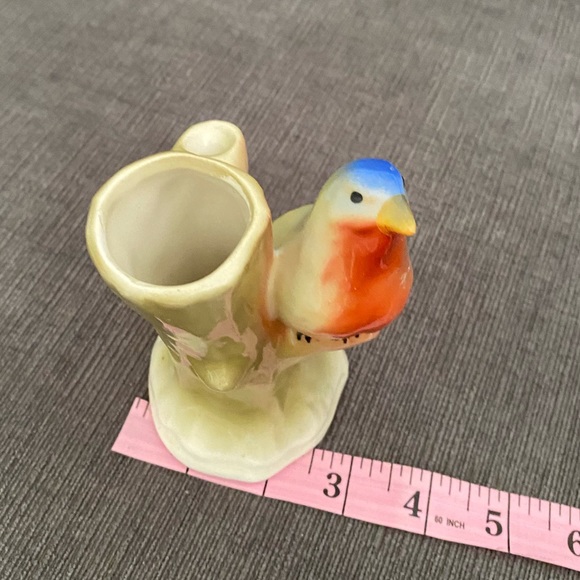 Vintage Bird Bud Vase Red Dime Mark Czech Pottery - Picture 9 of 9